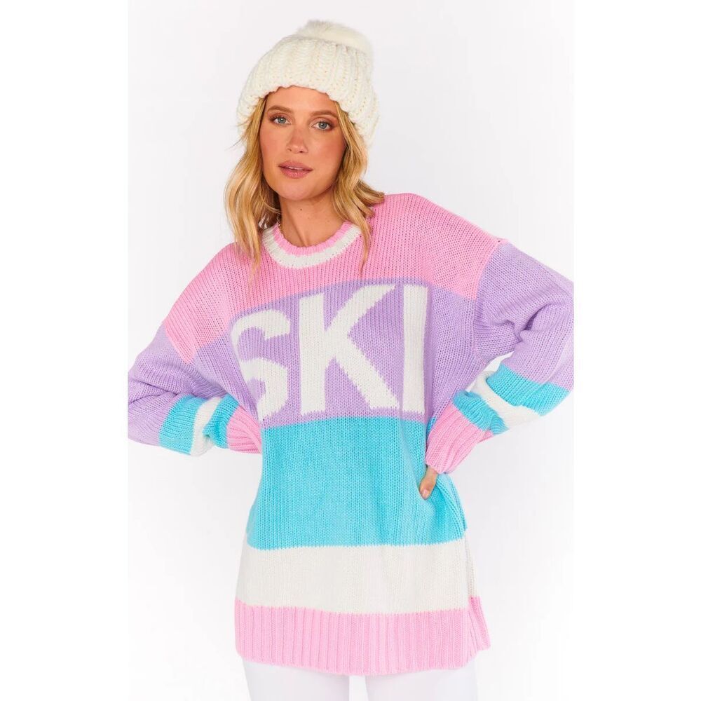 Show Me Your Mumu Ski In Colorblock Pastel Oversized Sweater Size 1X
